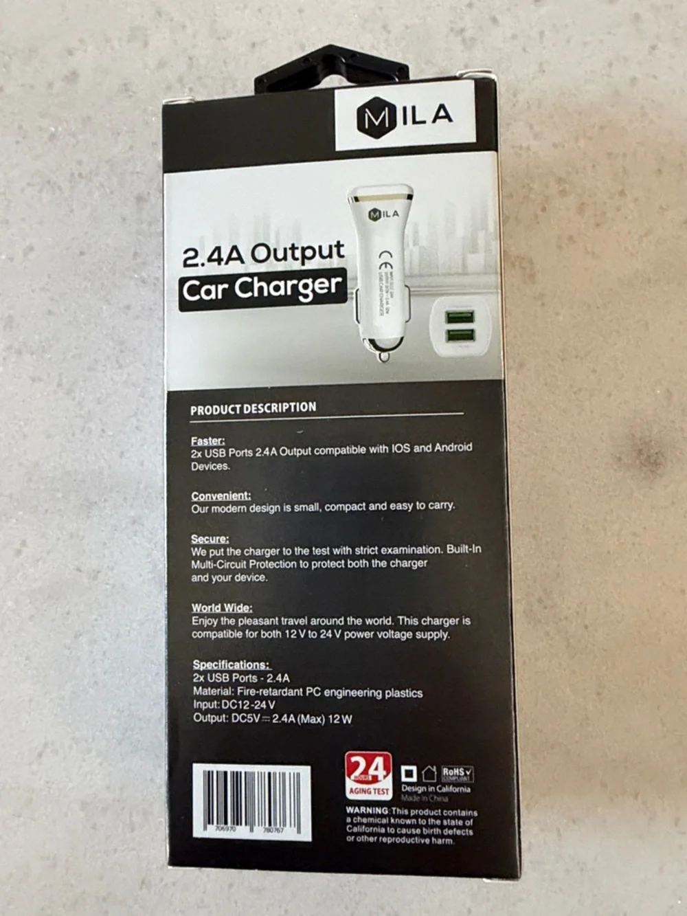 New White & Gold Type-C 2.4A Car Charger